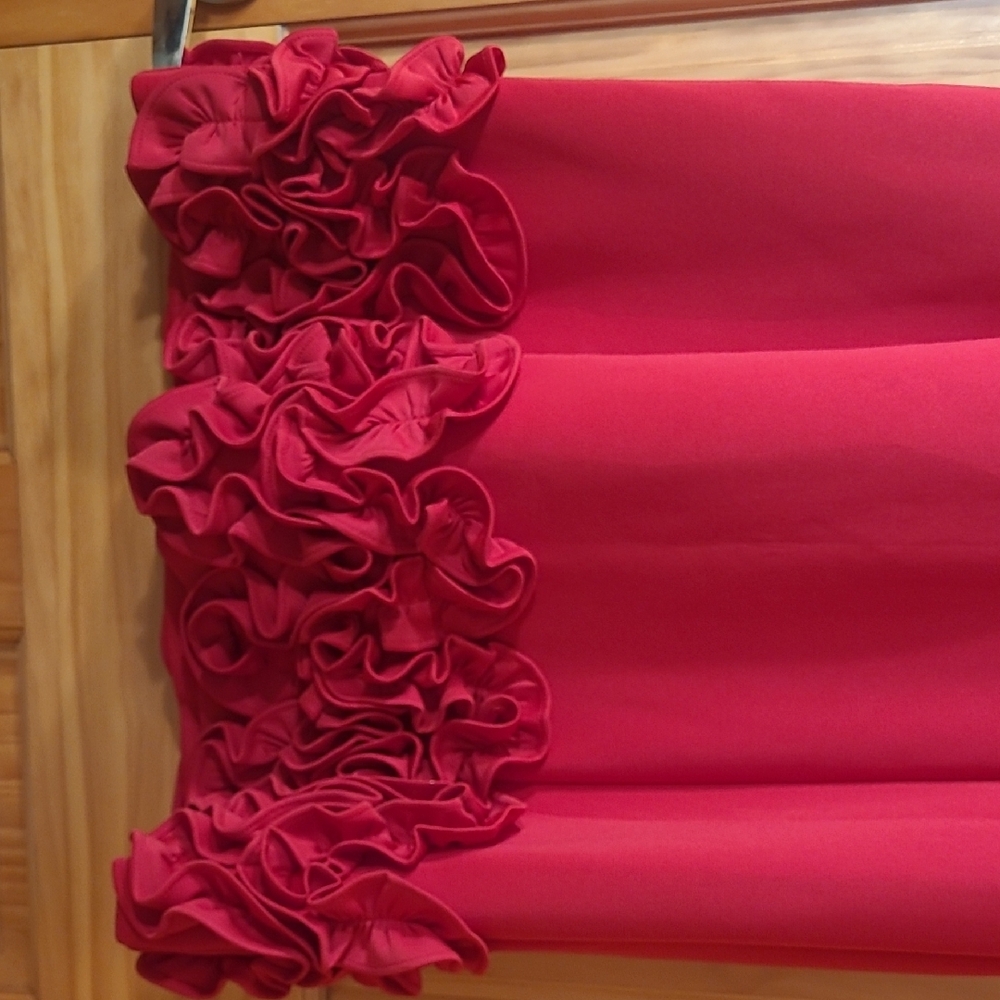 Donna Ricco Red Ruffle Hem Mini Dress - Picture 4 of 5